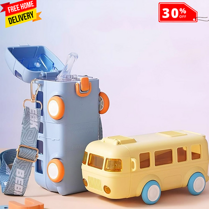 Portable Bus Water Bottle With Straw & Strap