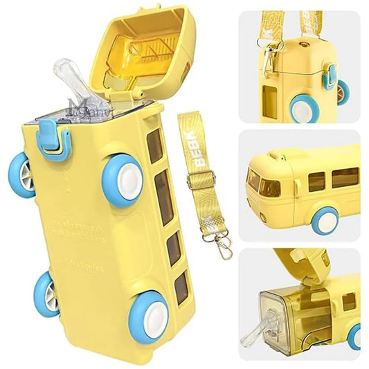 Portable Bus Water Bottle With Straw & Strap
