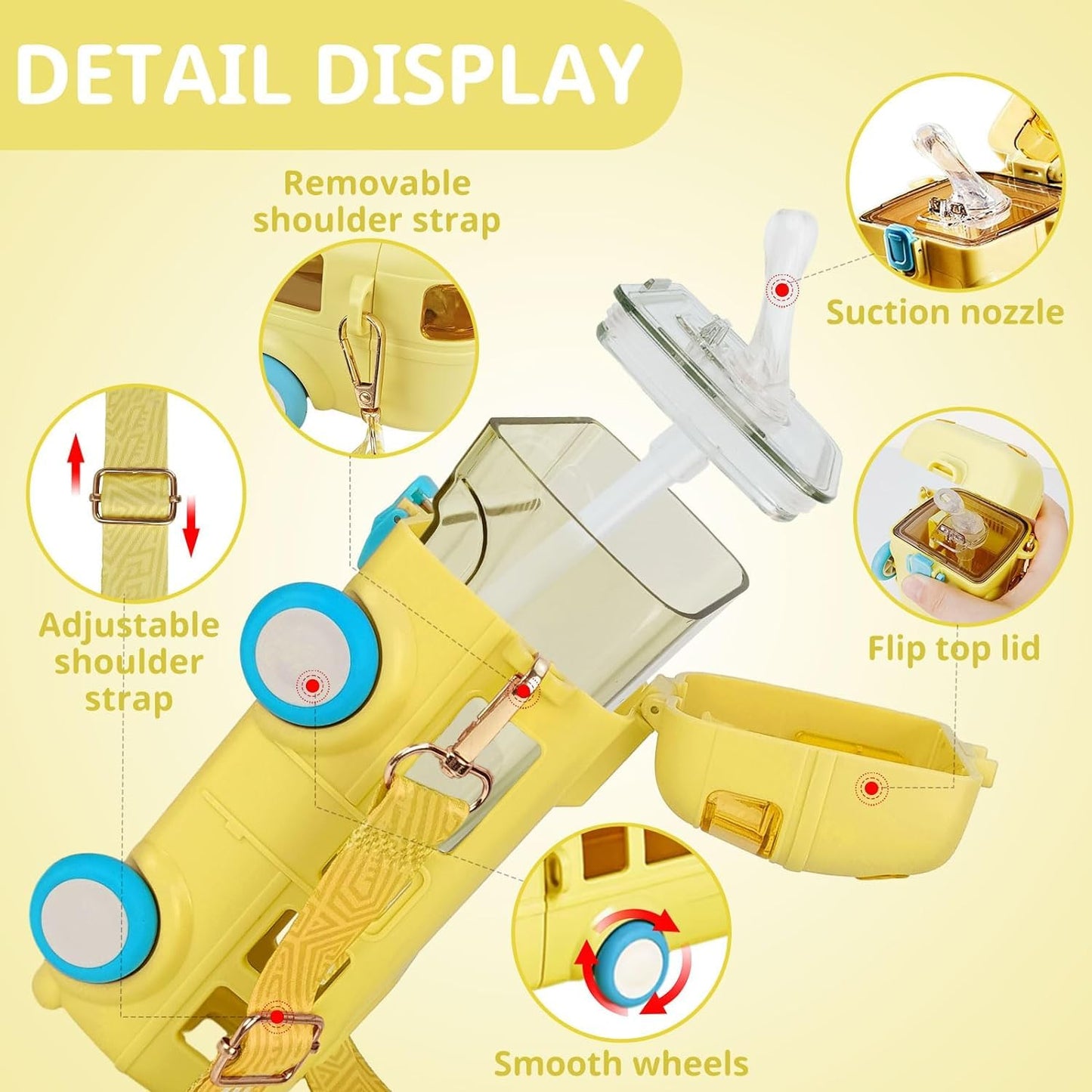 Portable Bus Water Bottle With Straw & Strap