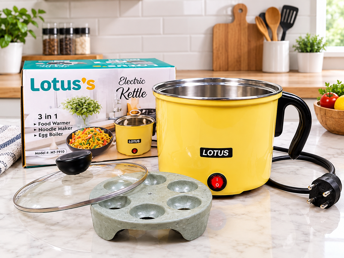 Electric Kettle 3-in-1   1.2 liter – Noodle Maker & Egg Boiler