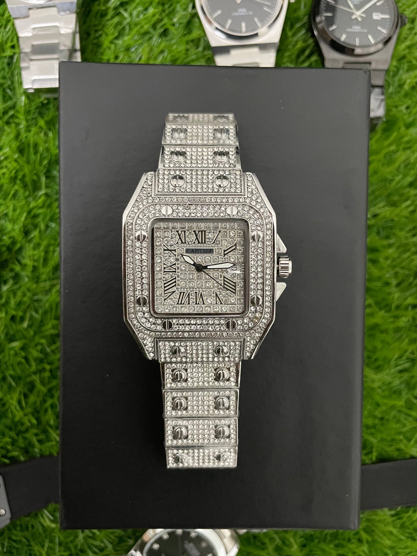 Cartier Iced Diamond Luxury Silver Men watch