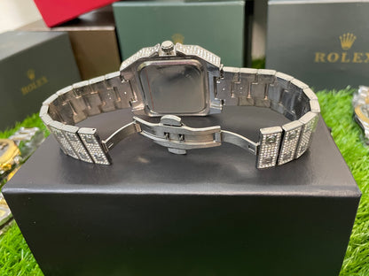 Cartier Iced Diamond Luxury Silver Men watch