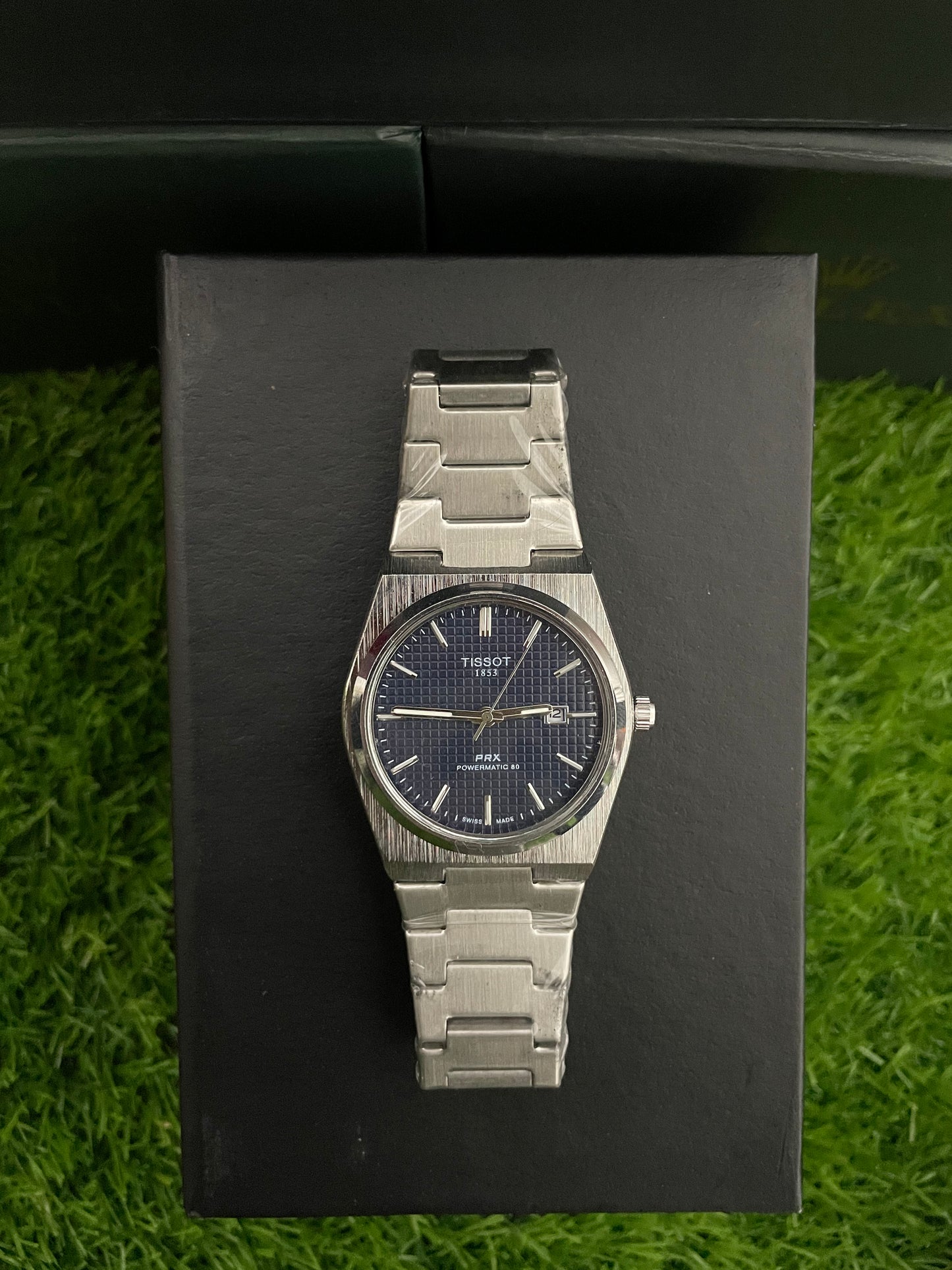 Tissot PRR with blue dial with silver chain