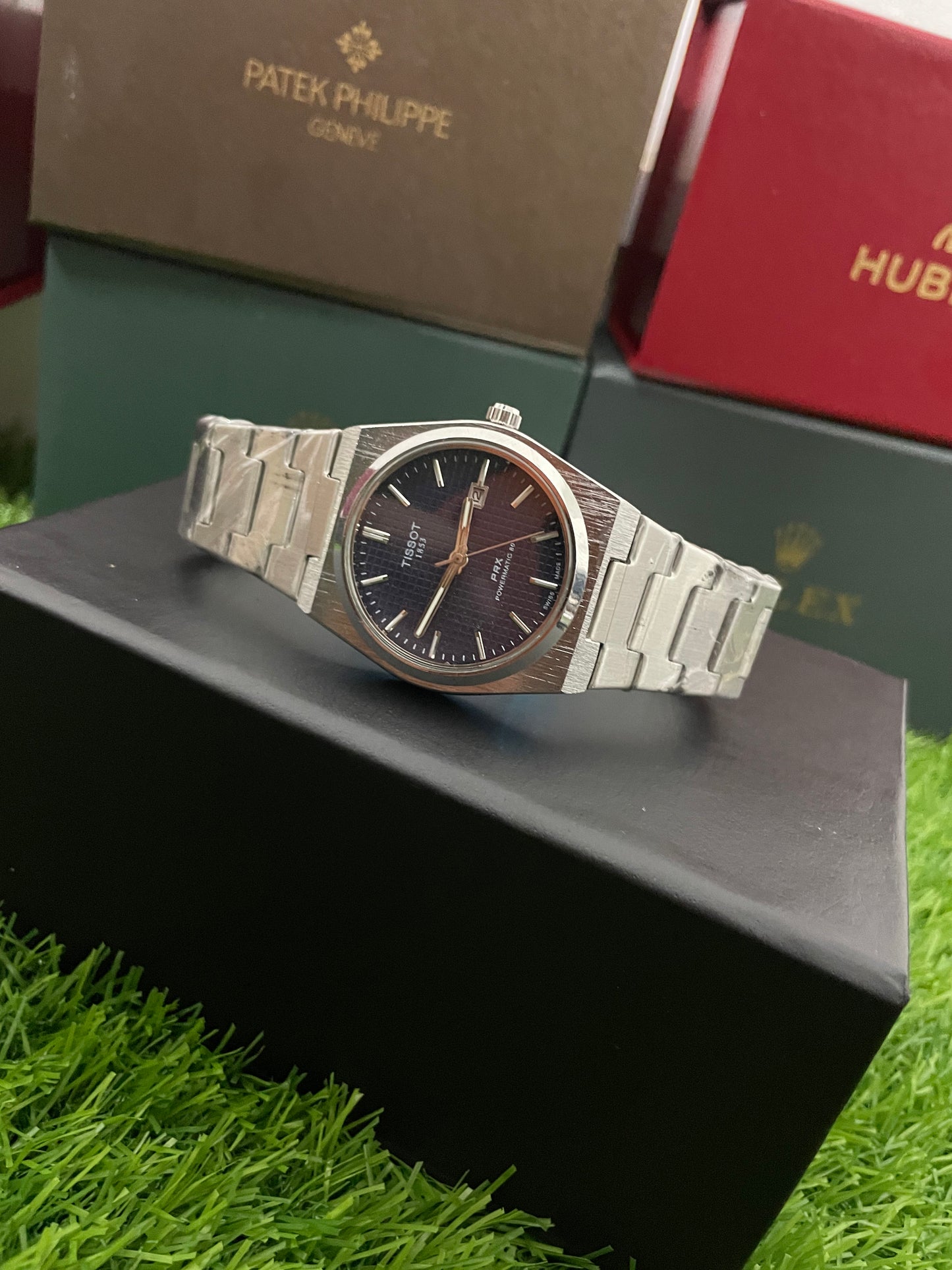 Tissot PRR with blue dial with silver chain