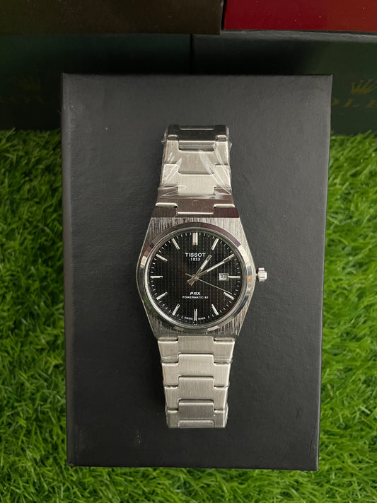 Tissot PRR with Black dial with silver chain