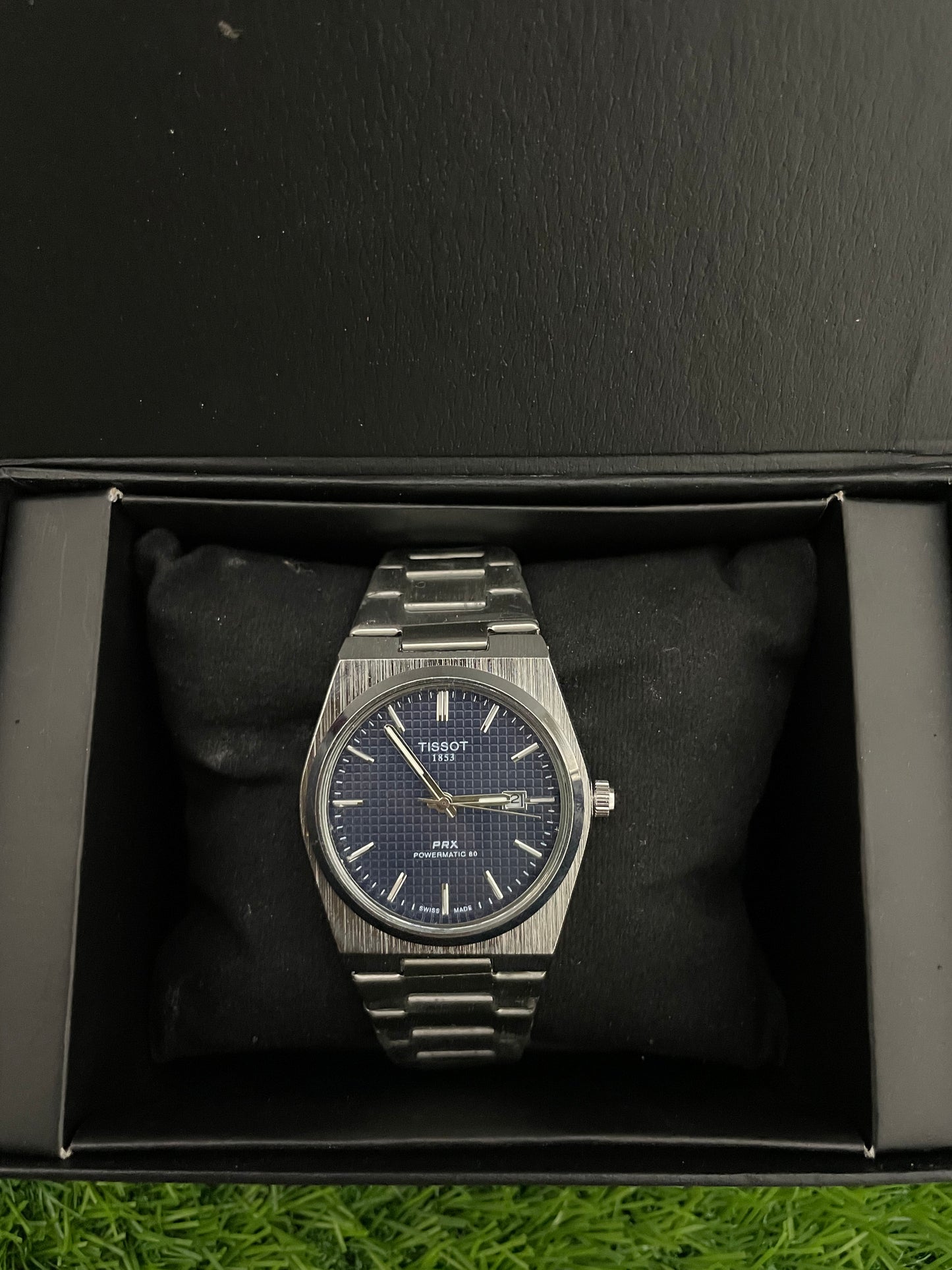 Tissot PRR with blue dial with silver chain