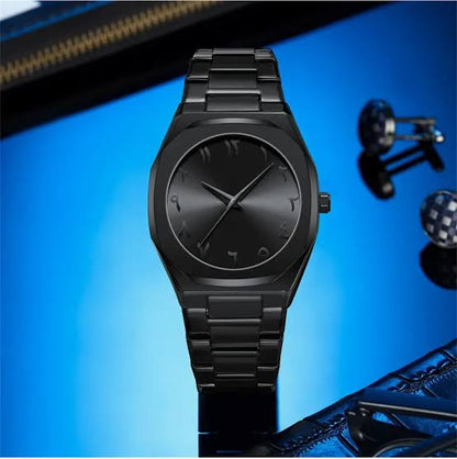 black aura  stainless steell watch