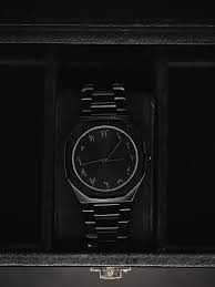 black aura  stainless steell watch