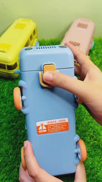 Portable Bus Water Bottle With Straw & Strap